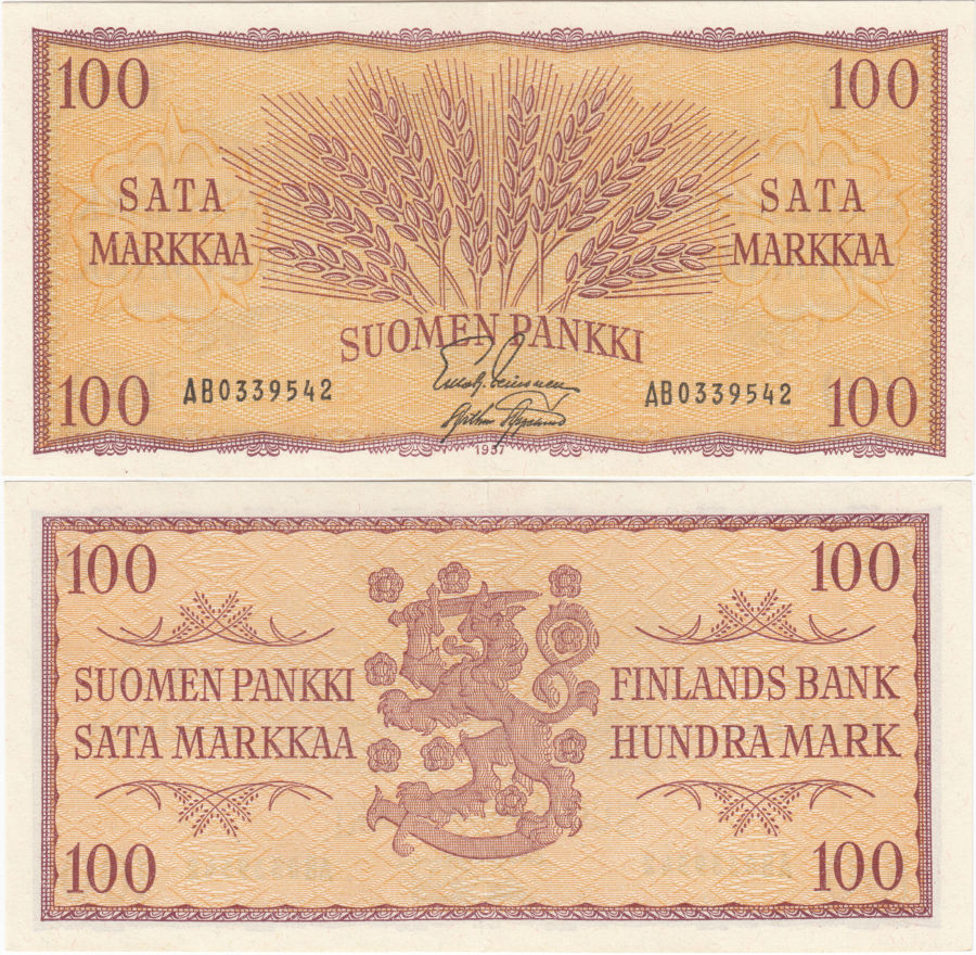 100 Markkaa 1957 AB0339542 kl.8
